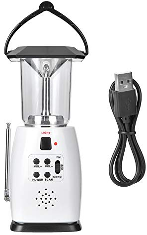 Lampe de Poche D'urgence, Lampe de Camping LED, Lampe de Poche D'urgence de Camping LED à Manivelle à énergie Solaire avec Chargeur Radio AM/FM, Lampe de Recherche étanche avec Câble USB pour le Campi