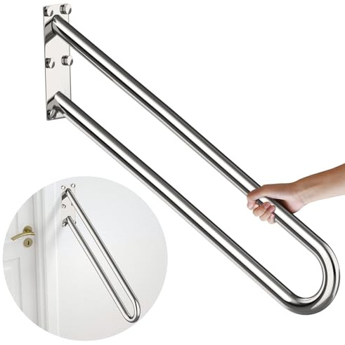 Zuext Edelstahl-Handlauf für 1–5 Stufen - 3,2 cm Rohr, verchromt, U-Form, Sicherheitsgriff für Treppen, Wandmontage, Handgeländer für Außenbereich, Garage, Innenbereich, Treppenbahn, 71,1 cm