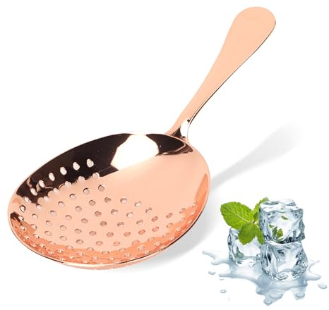Colador Julep de Acero Inoxidable, Filtro para Cócteles con Mango Ergonómico, Herramienta de Barra Profesional para Servir Bebidas Sin Hielo (Rosa)