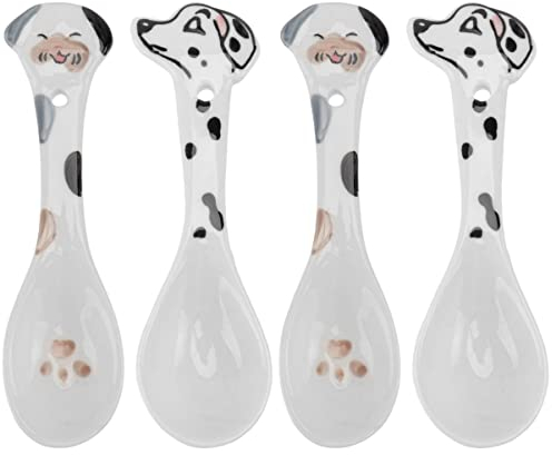 Mipcase 4pcs Ceramic Dog Can Spoons Pet Feeding Supplies for Stirring Household Pet Scoops for Tableware