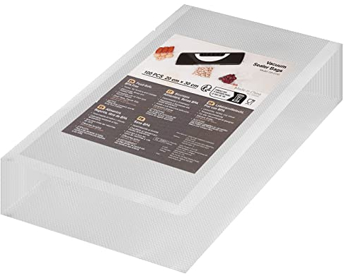 20x30cm 100 Bags Vacuum Sealer Bags, Commercial Grade Textured Vacuum Food Sealer Bags, BPA Free, Great for Vac Storage & Sous Vide Cooking & Boiling Microwaving