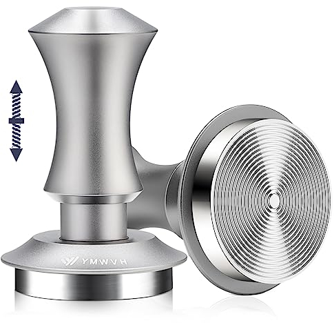 YMWVH - Prensador de café expreso de 51 mm, con base ondulada de acero inoxidable 100 % con doble resorte, constante, 30 libras, compatible con cafetera espresso Delonghi