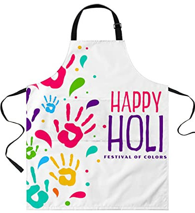 452 Küchenschürze, Holi-Festival-Buntes Handdruck-Weiß Schürze Wasserdicht Malschürze Personalisiert Latzschürze Für Köche Bäcker Kochen 70X84Cm