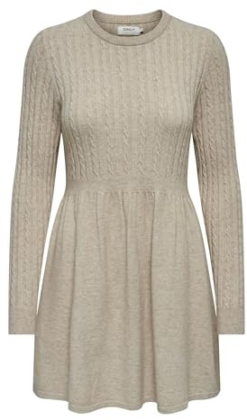 ONLY Onlfia LS - Vestido Trenzado para Mujer, Teca desgastada. Detalles: Melange, S
