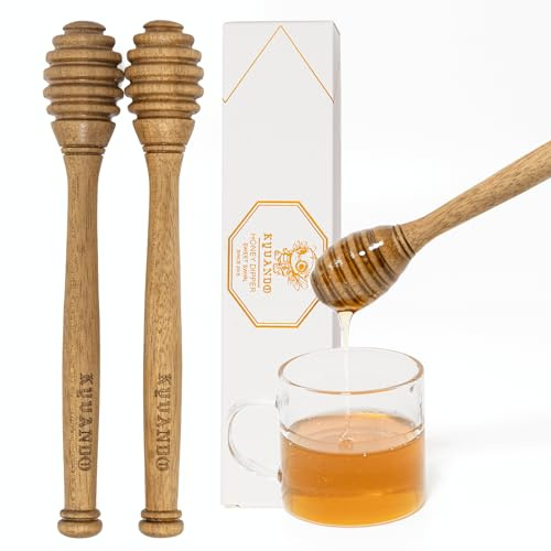 Brazilian Guava Wood Honey Dippers - Durable & Warp-Resistant, Preserves Honey Purity, 2pcs, 6.3 Inch