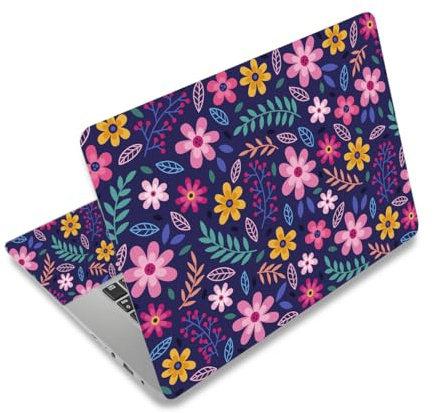 Laptop Decal Sticker Skin Cover, 11.6”12 13 13.3 14 15 15.4 15.6 inch Laptop Netbook Vinyl Skin Sticker Cover Art Notebook PC Protector (2 Wrist Pad Included), Removable Reusable, Flower Theme
