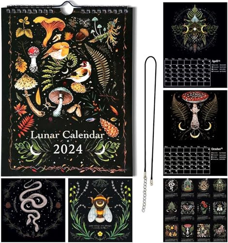 Dark Forests Lunar Calendar 2025 Wall Hanging Calendar with 12 Original Wall Illustrations Calendars Monthly Planner for Home Office Art House Decor