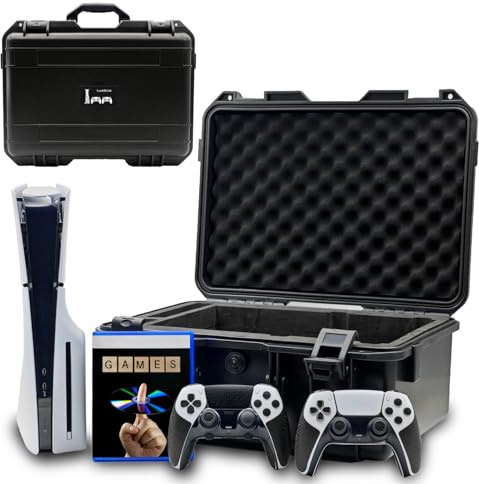 Luck&Link Tasche für PS5 Slim,Hard Shell Reisetasche Kompatibel mit PlayStation 5 Slim Konsole, Controllern, PS5 Slim Tragetasche Schaumstoff für Standard und Digital Editions (for PS5 Slim (2023)