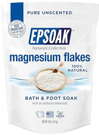 Epsoak Magnesium Flakes 4 lb. Magnesium Sulfate USP. Resealable Epsom Salt Bag Unscented, Made in The USA, Cruelty-Free Certified