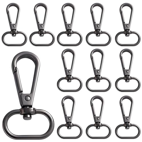 12 Ganchos giratorios para Llavero, Ganchos a presión, Clip para Llavero, Cierre de Garra giratoria, Llavero de Metal para Cadenas de Cachorros, Bolsos, llaveros (Negro)