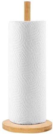 Küchenrollenhalter Aus - Vertikale Papierhandtuchhalter - Natur Farbe Arbeitsplatte Mit Runder Sockel Aus Gummiholz | Für Badezimmer, Wohnzimmer, Schlafzimmer, Heimdekoration