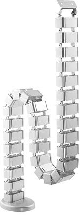 Eigentlich Kabelkette Kabelmanagement vertikal grau 128,5x10,5x13cm | Kabelführung Kabelspirale, 30 abnehmbare Kettenglieder, inkl. Basisplatte mit Eisenblock, für höhenverstellbare Schreibtische