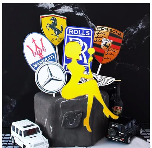 Celebrity Car Label Tortendekorationen, Frauengeburtstag, Männergeburtstag, Sexy Schönheit, Sport Auto Schönheit Thema Party Tortendekorationen