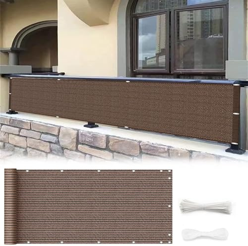 Frangivisto Balcone Schermo Privacy 130 x 500 cm Protezione Della Privacy in HDPE Telo Frangivisto Balcone Ringhiera con Occhielli Rinforzati per Balcone Giardino Terrazza, Marrone