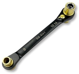 ASA Schwarzer 5-in-1-Ratschenschlüssel, Schraubenschlüssel, Maulschlüssel