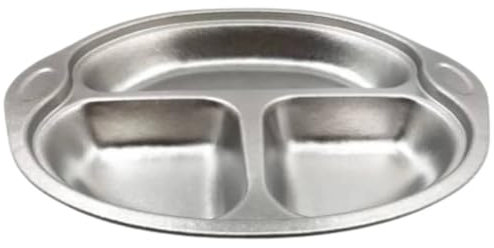 RISON-Titanium Plato Llano Dividido en Titanio, Plato Divisor de Comida con 3 Compartimentos, Vajilla Reutilizable Plato de Menú para Adultos y Niños, Apto para Microondas y Lavavajillas