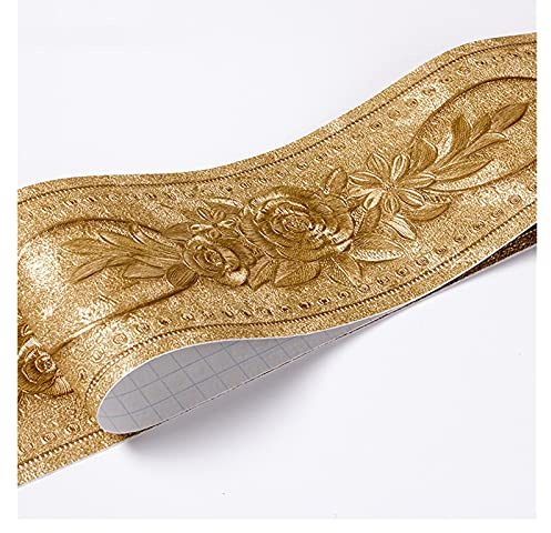 KFXYSM Selbstklebende Bordüre 5M Wall Border-Aufkleber PVC Wasserdichte Baseboard Sockellinie Taille Linie Wandgrenze Wandaufkleber für Wohnzimmer Tapetenbordüre Selbstklebend(Gold)