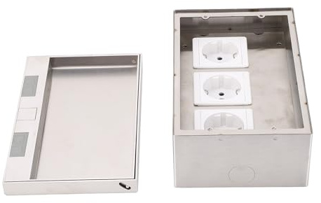 Bodensteckdose 3-Fach, Einbausteckdose aus Edelstahl, 4000W 16A, Versenkbare Fußbodensteckdose für Küche, Wohnzimmer, Büro