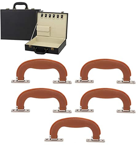 5 Stück Gitarrenkoffergriff, Kunststoff und Eisen, Vintage-Stil, Gepäckgriff, Ersatz-Tragegriff, Kunststoffgriffe, Gepäckzuggriff für Koffergepäck (Brownish Red)