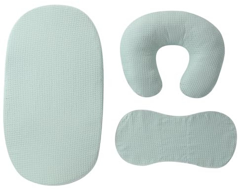 Set di biancheria da letto per neonati, 3 pezzi, comodo, in cotone, federa per cuscino, lenzuolo con angoli, tappetino a prova di fuoriuscite di latte