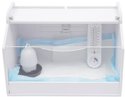 Brutbox Kükenbrüter Aufzuchtbox Kükenwärmebox mit Thermometer und Wärme Lampe 48*30*30cm Kükenhaus