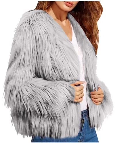 Generisch Meine Bestellungen Anzeigen Pelzmantel Damen Kurz Kunstfell Winterjacke Verdickte Einfarbig Felljacke Thermal Pelzjacke Cardigan Kunstpelz Wintermantel Langarm Fellmantel Winter