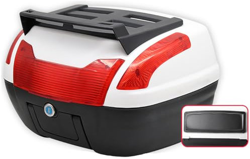 40L Motorrad-Topcase, Motorrad-Touren-Heckbox, Roller-Kofferraum, Gepäckaufbewahrung mit Top-Schloss, abschließbarer, wasserdichter Kunststoffkoffer mit Befestigungsmaterial – zur Aufbewahru