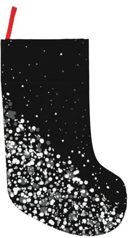 QIN&ZHENG Weihnachtsstrümpfe, Weihnachtssocken, Kamin, hängende Baumdekoration, 45,7 cm, Schwarz / Weiß