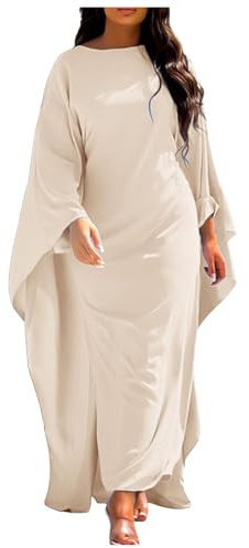 Vhersily 2025 Angebote - Muslimisches Hochzeitskleid aus weißem Satin für Frauen Hijab Frauen Muslim Baumwolle Kleider Und Schleier Lässiger Kaftan für Abaya