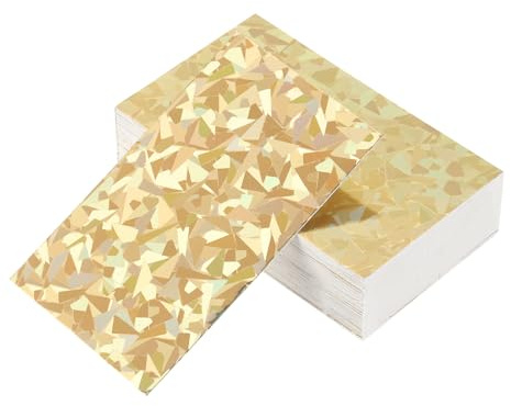 QUARKZMAN 50 Papier pour Carte de Visite Personnalisée 9cm x 5.4cm Doré Diamant pour Imprimante Laser, Petites Cartes de Message, Graffiti, Scrapbooking, Cartes de Remerciement DIY
