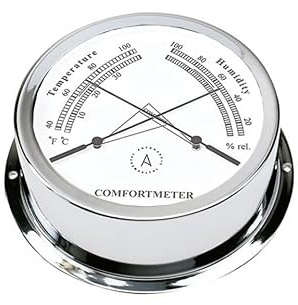 Autonautic - Nautisches Thermometer aus verchromtes Messing, hohe Beständigkeit gegen die Meeresumwelt, für Boote oder zur Dekoration - 95 mm (ø) - Made in Spain,