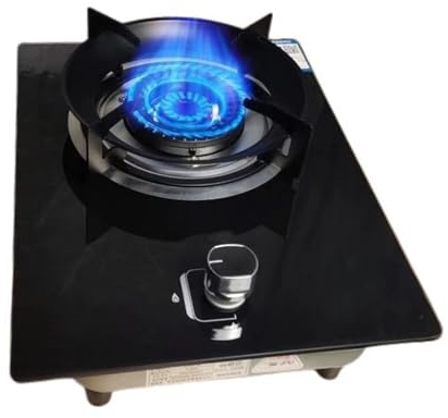 BZJPRFC Piano Cottura A Gas, Fornello A Gas A 1 Fuoco, Fornello da Cucina da 4,8 KW, Portapentola in Ghisa in Vetro Temperato, con Protezione Anti-Fiamma, for La Cucina Domestica(NG)