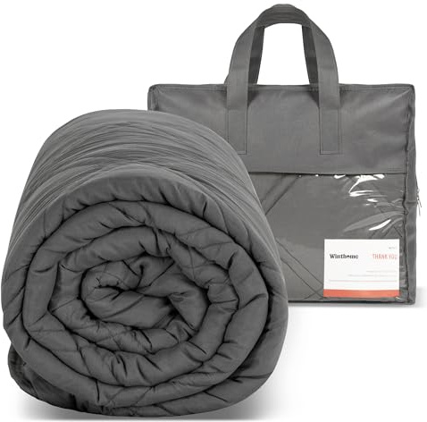 Winthome Manta Pesada 135x200cm 7kg, Mantas con Peso Doble Costura, Cobertor Pesado Ansiedad, Weighted Blanket para un Dormir Profundo y una Mejor Relajación Adulto (Gris)