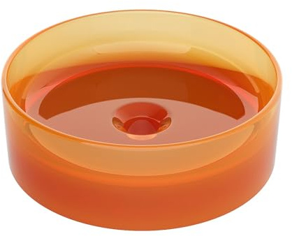 Vente-unique - Vasque à poser ronde translucide en résine - 40 cm - Orange - SPAVO