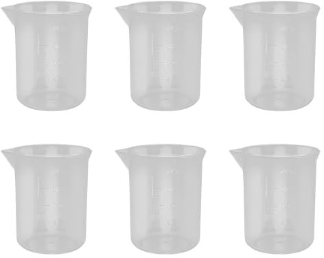 6 Pcs Transparent Small Measuring Jugs Set, 100ml Measuring Cup with Scale Lines for Baking Cooking and Lab Liquid Measure Jugs Use Durable and Easy to Read