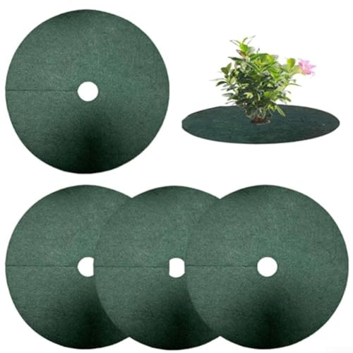 Jonikuper Fiber Mulch-Ring, Garden Tree Protection Mat 20 Pack Non-Woven Fabric Mulch Ring Plant Root Cover Moisture Retaining Barrier Disc Environmental Friendly Green(32cm)
