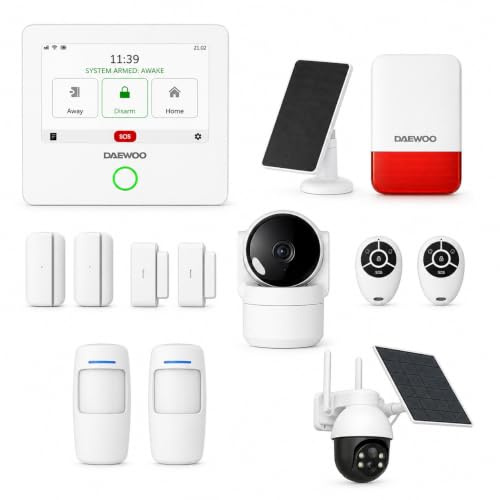 Daewoo - Allarme connesso WiFi/GSM Touch da 4,3 AM501, sistema wireless e senza abbonamento, compatibile con animali, sensori inclusi + telecamera di sorveglianza Full HD, applicazione mobile inclusa