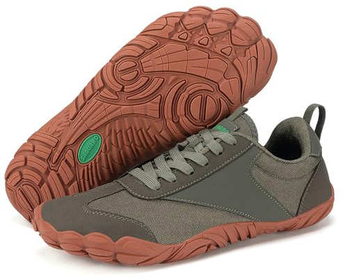 SAGUARO Barfotskor Unisex Sneakers Minimalistiska Andningsbara Lätta, Armégrön, 38 EU