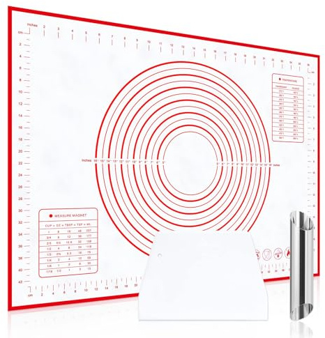 Tapete de Silicona Reposteria Extra Grande Antiadherente Baking Mat Rasqueta de Masa y Tubos Repostería Molde Reutilizable Juego de Tapetes para Amasar y Hornear 70x50 cm