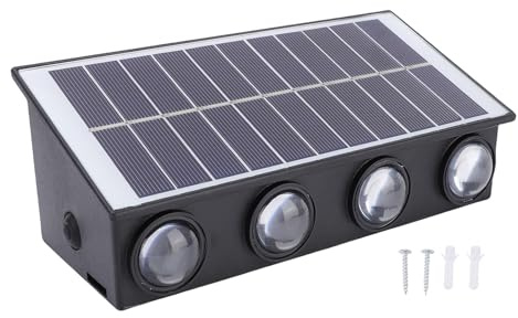 Nurnesy IP65 Luce Murale a LED Solare a Prova di Acqua - 8 Perle Lampade Sconce da Parete della Luce Calda per Patio, Portico, Giardino, Cortile e Arredamento della Recinzione