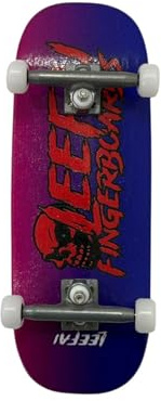 LEEFAI Skateboard complet Pro Fingerboard, pré-assemblé, planche en bois d'érable canadien, mesure 34 x 96 mm, forme rectangulaire (crâne)