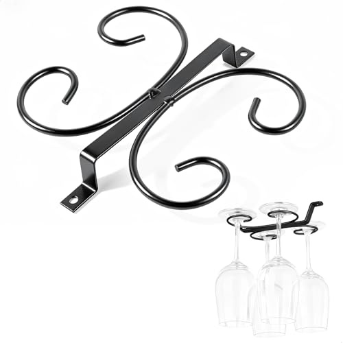 momgyaamz Weinhalter zum Umhängen, Weinglas Halter Metall, Weinglashalter Hängend für Bars, Schränke, Küchen und Wohnwagen, Gläserhalter Schwarz, Gläserhalter Hängend Space Saver, Weinglas Umhängen