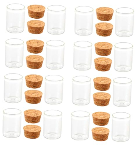 NOLITOY 48 Pièces Mini Verres Bouteilles avec Bouchon Liège Fioles Verre Transparentes et Résistantes Chaleur pour Sable Décoratif Mariage Pots à Souhaits et Projets DIY