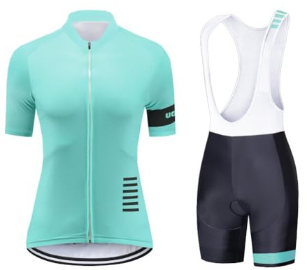 UGLY FROG Conjunto Ropa Ciclismo Mujer Verano Traje Bici MTB Manga Corta,Maillot Camiseta Ciclo y Culotte Tirantes con 19D Gel Acolchado,Completa Bicicleta Jerseys Transpirable Secado Ráido
