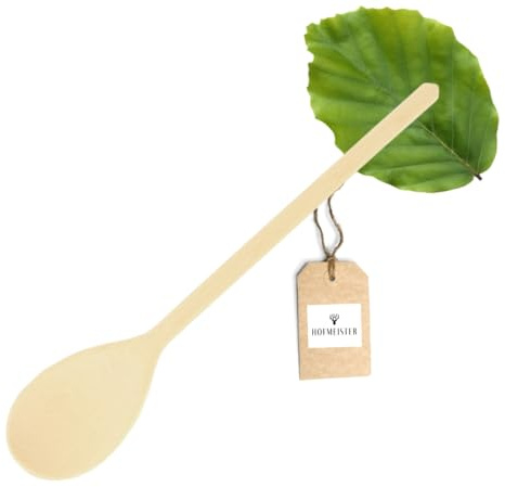HOFMEISTER® Kräfitger Holz-Kochlöffel, 30 cm, Naturprodukt: stabiler Stiel und große Kelle, massiver Rührlöffel, liegt perfekt in der Hand, handgefertigter Holzlöffel aus Buche