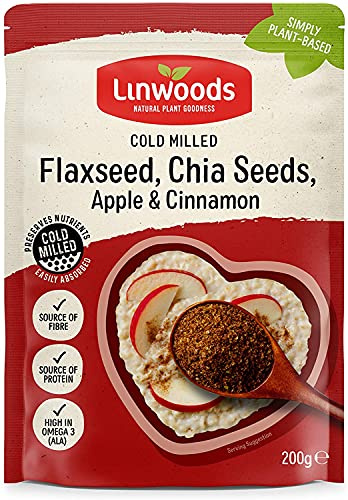 (paquete de 4) - Semilla de lino molida, chia, manzana y canela | LINWOODS