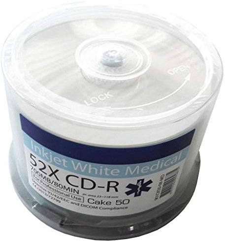 MP-Multimedia e.K. - 50 CD-R vergini professionali professionali 80 min/700 MB Inkjet Wide Printable bianco per la gamma di frequenza medica e uso generale (Audio/Video/Data)