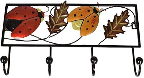 Kleiderhaken aus Metall - Original - Kleiderhaken aus Stahl mit 4 Haken - Zum Aufhängen von Geschirrtüchern, Handtüchern, Schlüsseln, Besenstielen für Haus, Küche, Bad, Garage - B 43 x H 25 cm