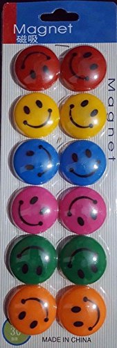 Unbekannt 12 PCS Büro Pinnwand Pins, Whiteboard Magnete, Runde Kühlschrankmagnete, Smiley, Magneten und Fusseltuch, Schulen, Call Center, Home