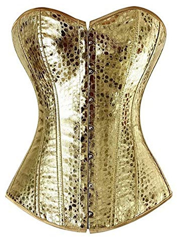 Josamogre Leder Korsett Corset Top Damen Kunstleder Corsage Gothic Reißverschluss Sexy